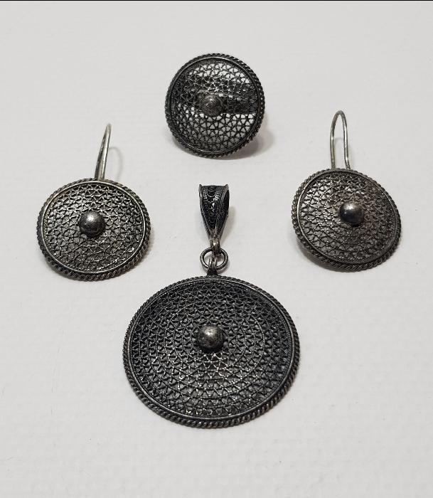 TELKARİ İŞÇİLİKLİ GÜMÜŞ TAKI SETİ 