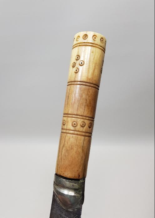 OSMANLI DÖNEMİ MEŞRUTİYET SLOGANLARI YAZILI VE BAYRAKLARLA SÜSLÜ MORS DİŞİ SAPLI ÇOK NADİR KAMA