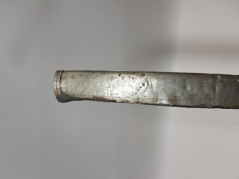 OSMANLI DÖNEMİ MEŞRUTİYET SLOGANLARI YAZILI VE BAYRAKLARLA SÜSLÜ MORS DİŞİ SAPLI ÇOK NADİR KAMA