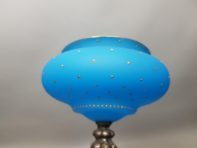 OSMANLI DÖNEMİ GÜMÜŞ AYAKLI VE APLİKLİ MAVİ OPAL BONBONİYER