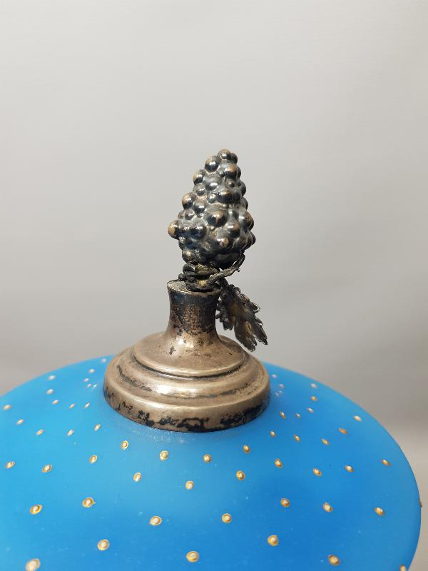 OSMANLI DÖNEMİ GÜMÜŞ AYAKLI VE APLİKLİ MAVİ OPAL BONBONİYER