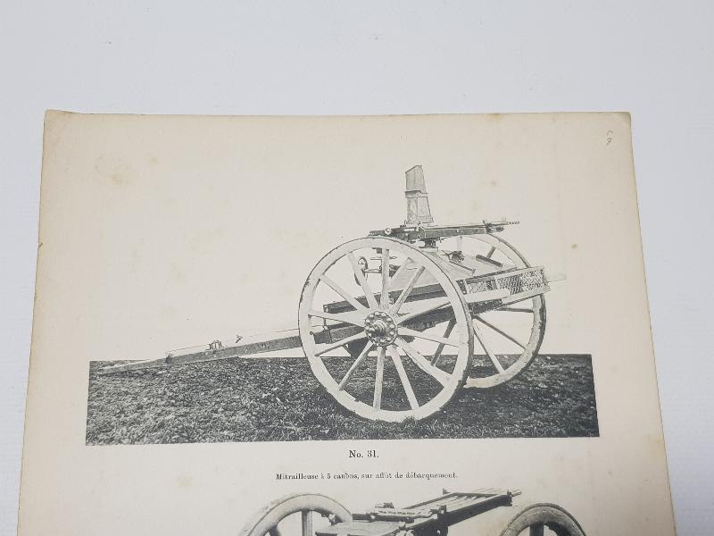 1. DÜNYA SAVAŞI SİLAHLARI KONULU OSMANLICA VE FRANSIZCA YAZILI GRAVÜR