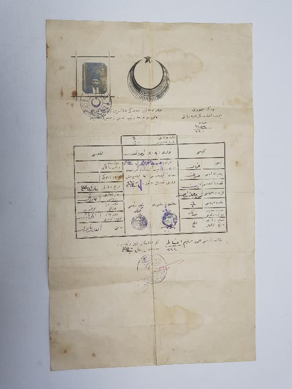 1924 TARİHLİ OSMANLICA ASKERLİK TERHİS BELGESİ