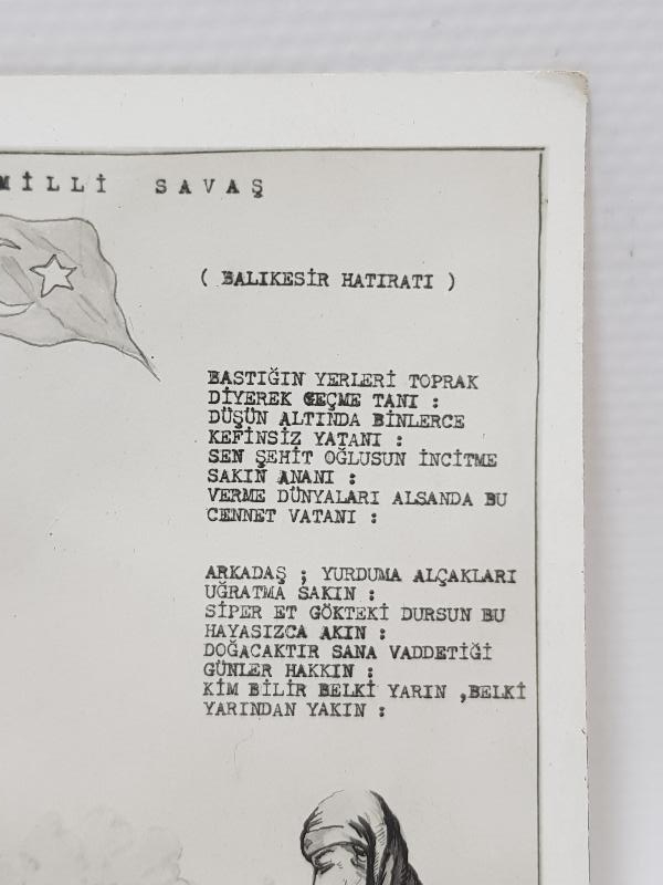 MİLLİ SAVAŞ KONULU BALIKESİR HATIRATI ÇOK NADİR KARTPOSTAL