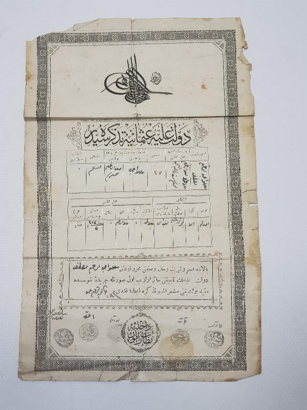 OSMANLI DÖNEMİ NÜFUS KAĞIDI