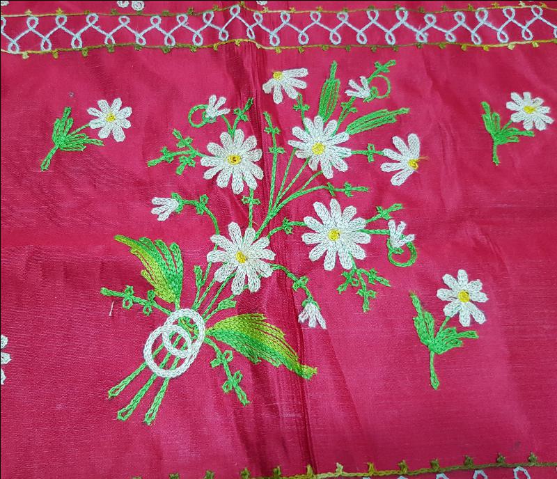 OSMANLI DÖNEMİ SUZENİ İŞLEMELİ İPEK YASTIK ÖRTÜSÜ