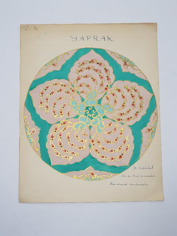 OSMANLI TEKSTİL TARİHİ: EL İŞİ ÇEVRE MOTİFİ V. GÖNÜLAL İMZALI RESİM