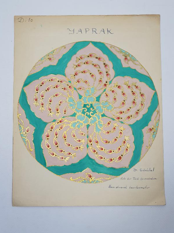 OSMANLI TEKSTİL TARİHİ: EL İŞİ ÇEVRE MOTİFİ V. GÖNÜLAL İMZALI RESİM