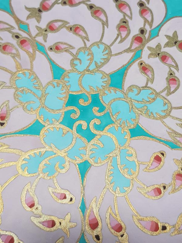 OSMANLI TEKSTİL TARİHİ: EL İŞİ ÇEVRE MOTİFİ V. GÖNÜLAL İMZALI RESİM