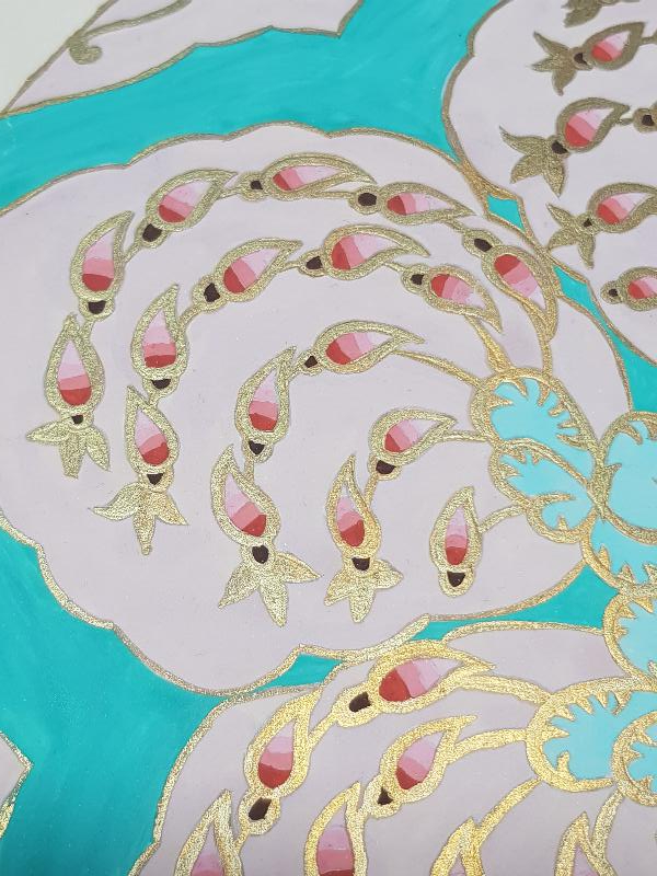 OSMANLI TEKSTİL TARİHİ: EL İŞİ ÇEVRE MOTİFİ V. GÖNÜLAL İMZALI RESİM