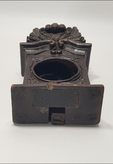 OSMANLI DÖNEMİ RUM İŞİ MELEK FİGÜRLÜ EL OYMA AHŞAP MASA SAATİ KASASI