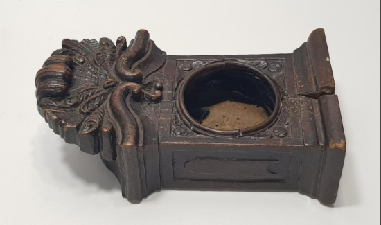 OSMANLI DÖNEMİ RUM İŞİ MELEK FİGÜRLÜ EL OYMA AHŞAP MASA SAATİ KASASI