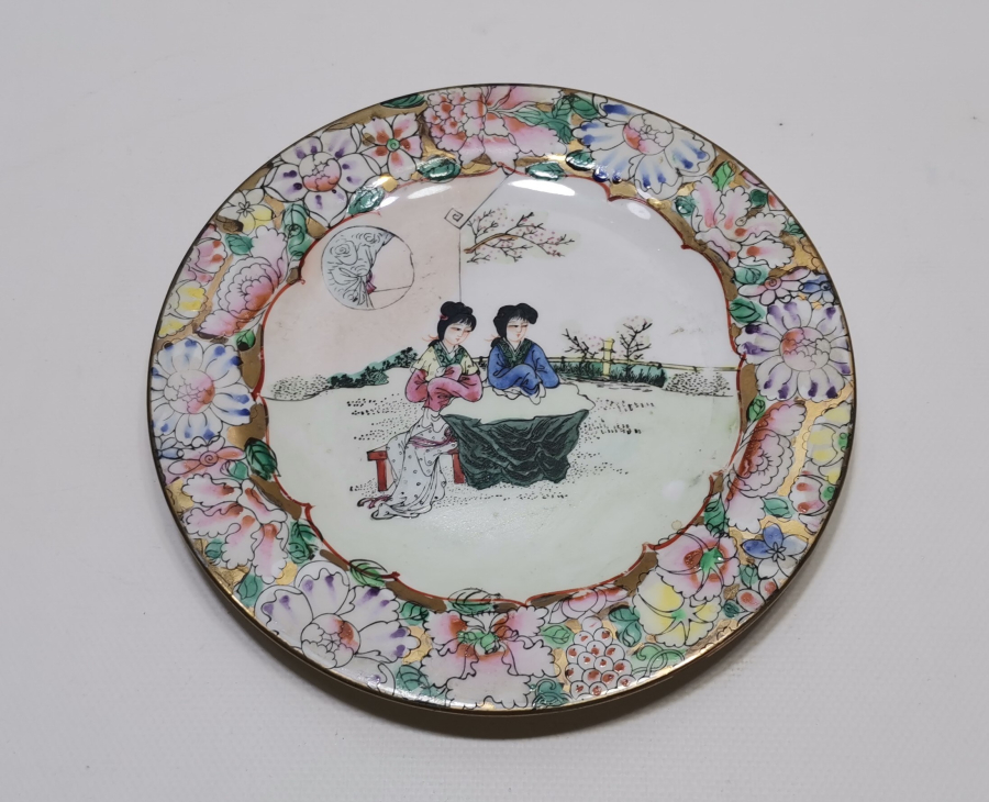 1900 BAŞLARI TAMAMI EL BOYAMA ESKİ ÇİN PORSELEN TABAK