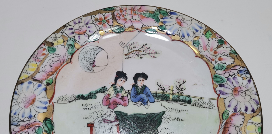 1900 BAŞLARI TAMAMI EL BOYAMA ESKİ ÇİN PORSELEN TABAK