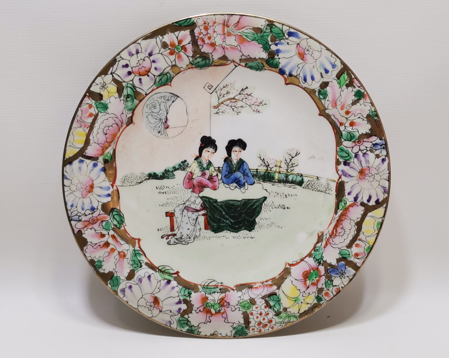 1900 BAŞLARI TAMAMI EL BOYAMA ESKİ ÇİN PORSELEN TABAK