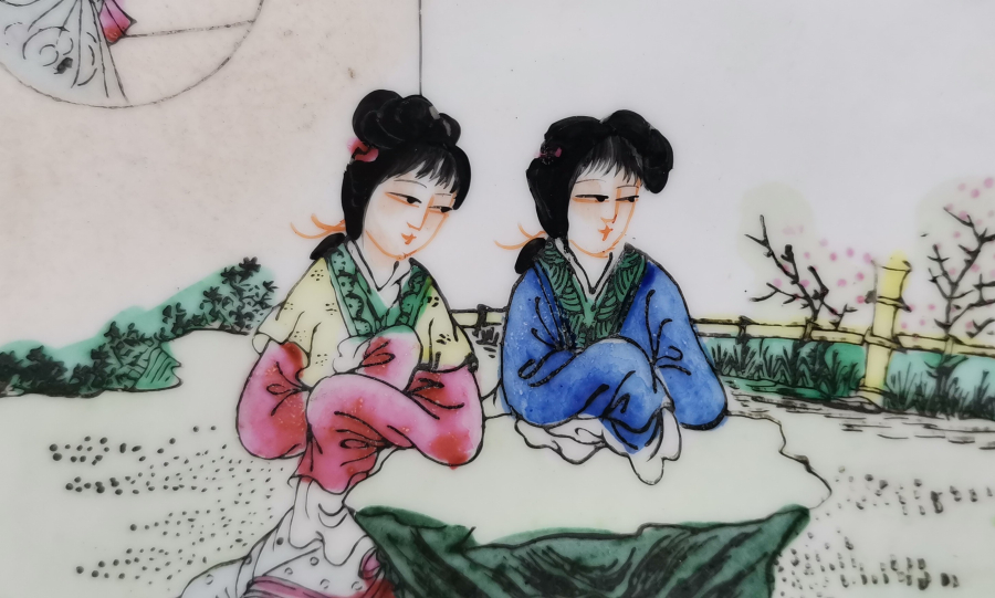 1900 BAŞLARI TAMAMI EL BOYAMA ESKİ ÇİN PORSELEN TABAK