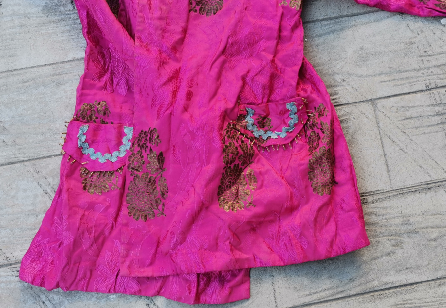 OSMANLI DÖNEMİ HEREKE İŞİ İPEK VE GÜMÜŞ SIRMA İŞÇİLİKLİ GELİN CEKETİ