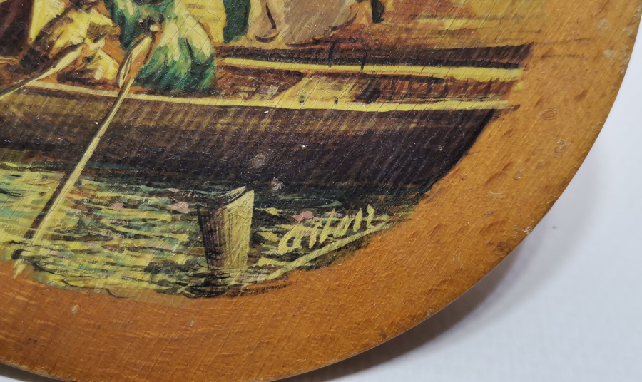 OSMANLI DÖNEMİ SALTANAT KAYIĞINDA CARİYELER KONULU SANATÇI İMZALI AHŞAP TABLO