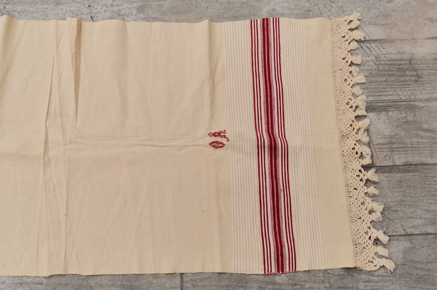 OSMANLI DÖNEMİ ÜZERİNDE RUMCA İNİSİYAL BULUNAN BÜYÜK BOY HAVLU