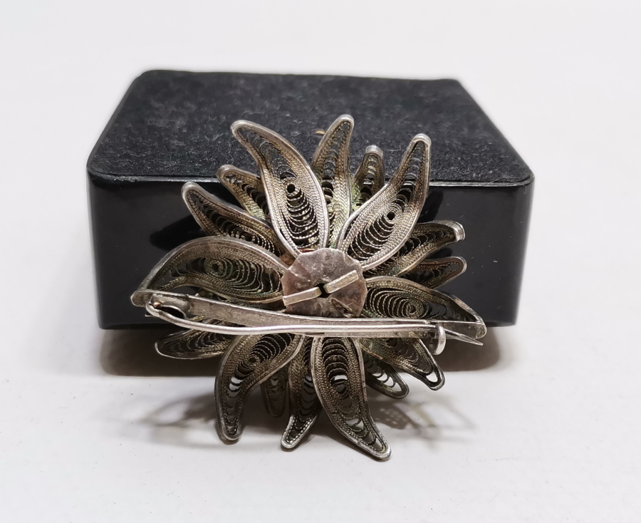 TELKARİ İŞÇİLİKLİ ÖZEL YAPIM GÜMÜŞ BROŞ