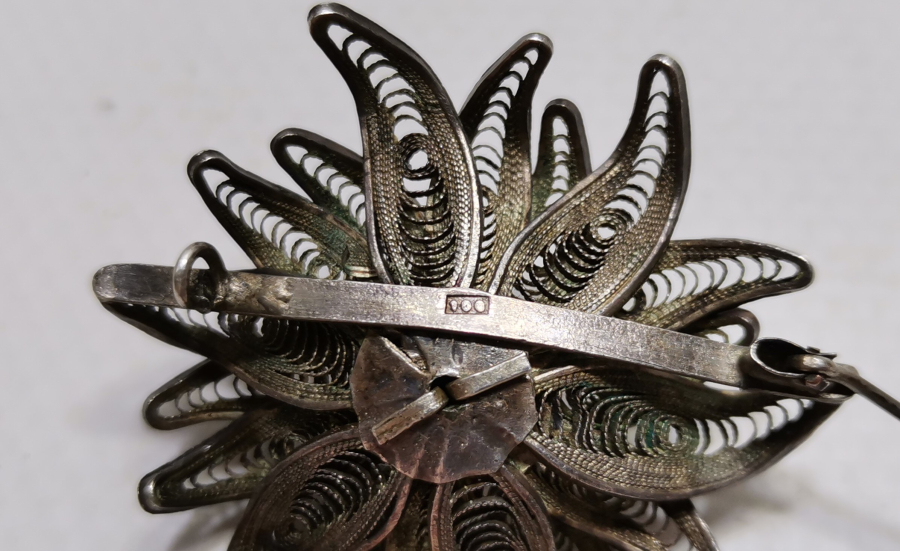 TELKARİ İŞÇİLİKLİ ÖZEL YAPIM GÜMÜŞ BROŞ