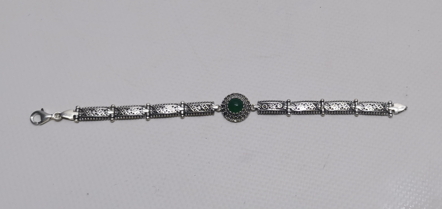 AKİK TAŞLI TELKARİ İŞÇİLİKLİ GÜMÜŞ BİLEKLİK