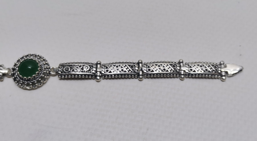 AKİK TAŞLI TELKARİ İŞÇİLİKLİ GÜMÜŞ BİLEKLİK