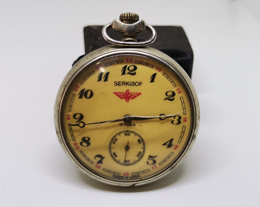 SERKİSOFF MARKA KURMALI ANTİKA CEP SAATİ