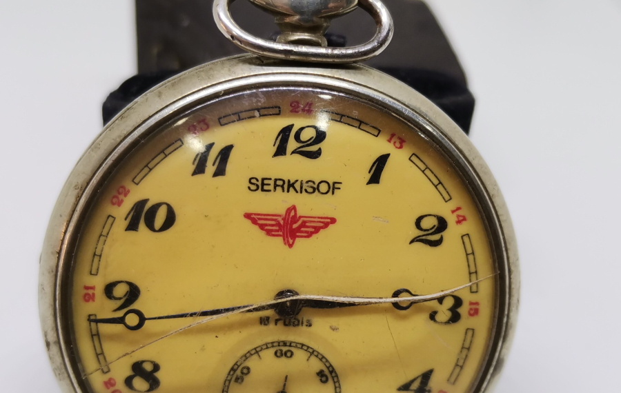 SERKİSOFF MARKA KURMALI ANTİKA CEP SAATİ