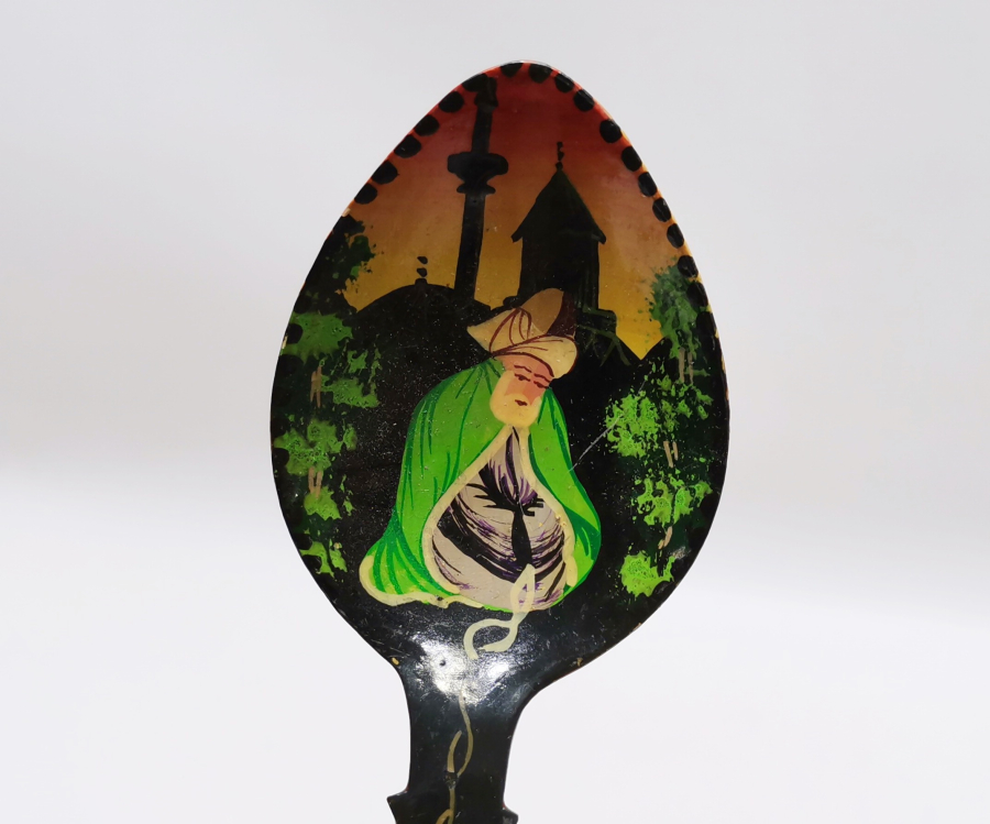 YA HAZRETİ MEVLANA YAZILI ANTİKA EL BOYAMA KONYA İŞİ KAŞIK