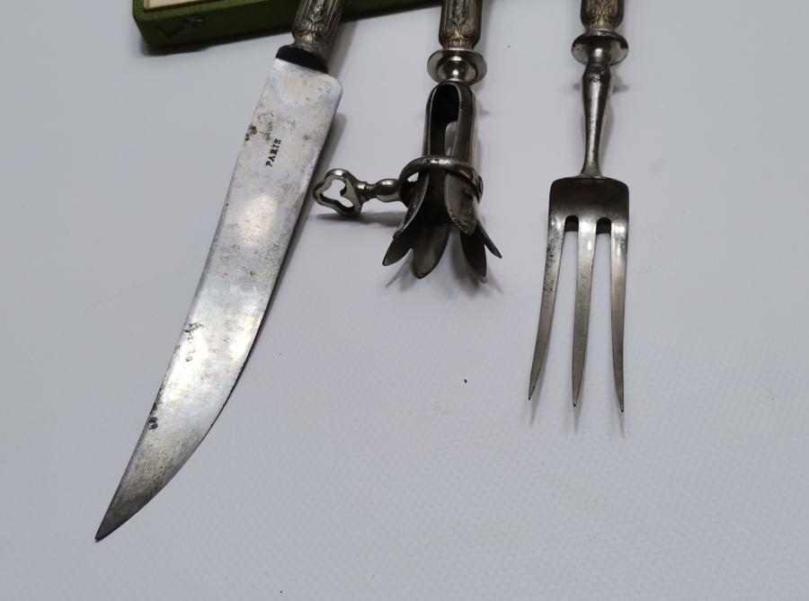 1900 BAŞLARI ORJİNAL KUTUSUNDA BÜYÜK BOY SERVİS ÇATAL BIÇAĞI