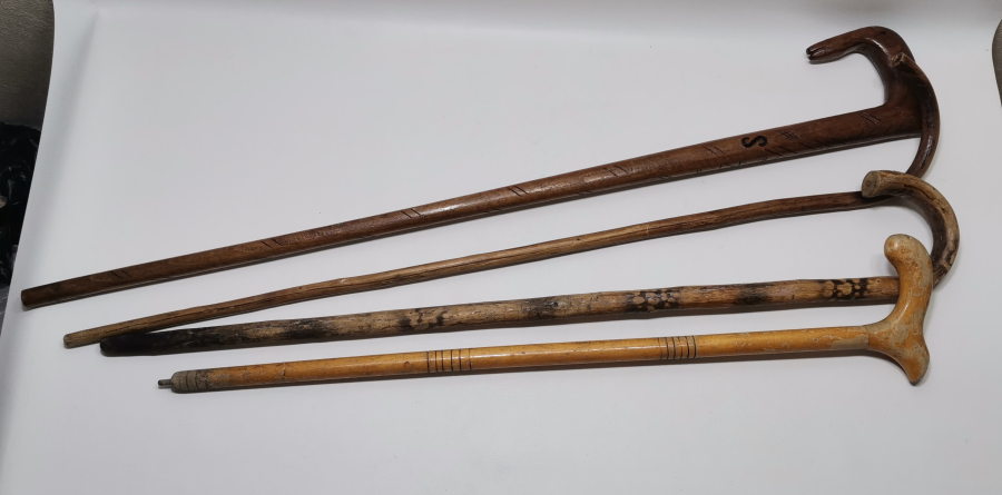 4 ADET ANTİKA DEVREK İŞİ EL YAPIMI BASTON LOTU