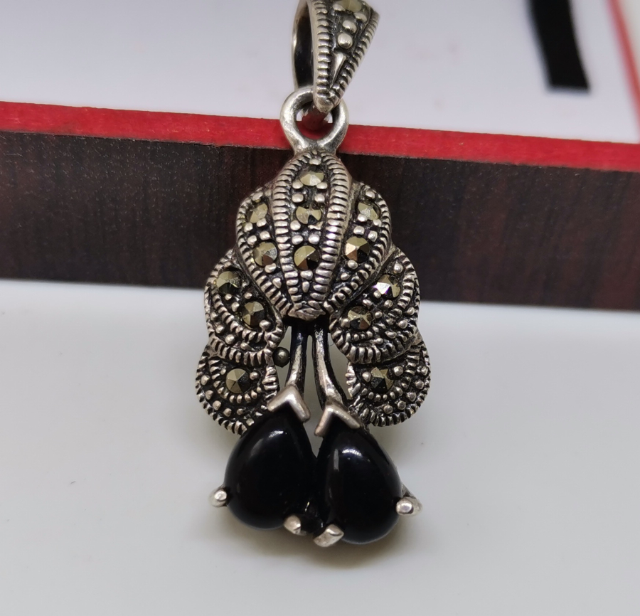 MARGAZİT VE OLTU TAŞLI GÜMÜŞ KOLYE UCU