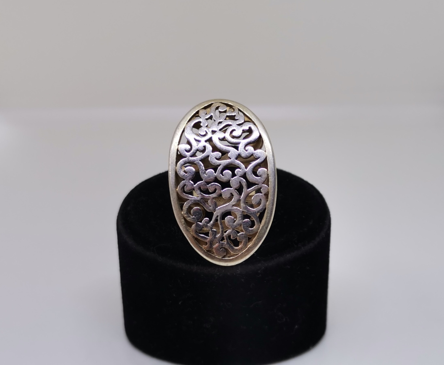 RUMİ MOTİFLİ ÖZEL YAPIM ALTIN KAPLAMA GÜMÜŞ YÜZÜK