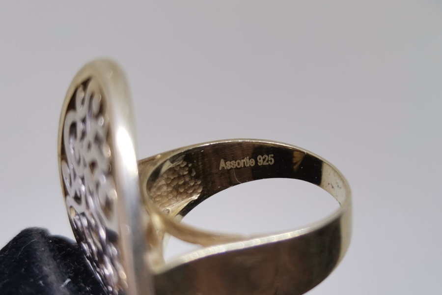 RUMİ MOTİFLİ ÖZEL YAPIM ALTIN KAPLAMA GÜMÜŞ YÜZÜK