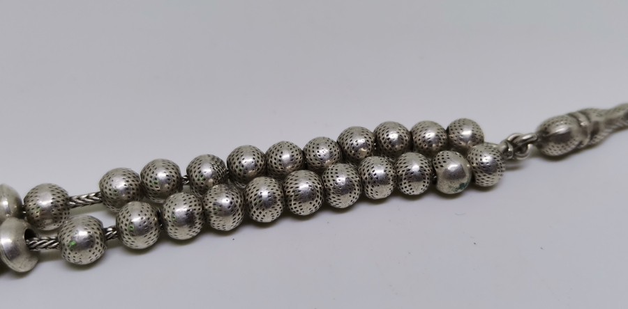 TAMAMI İŞLEMELİ GÜMÜŞ TESPİH