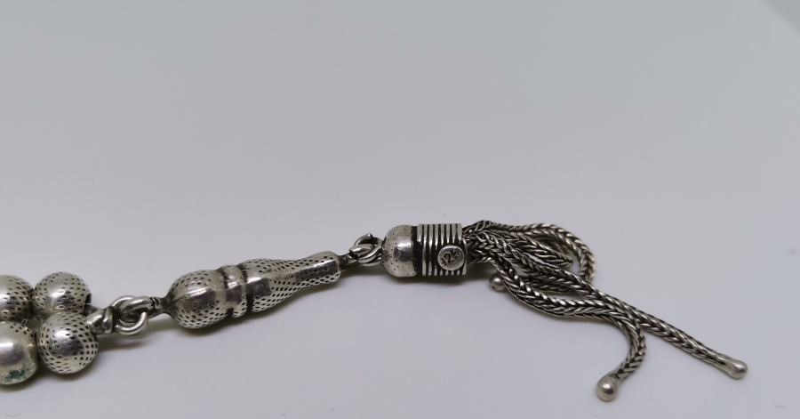 TAMAMI İŞLEMELİ GÜMÜŞ TESPİH