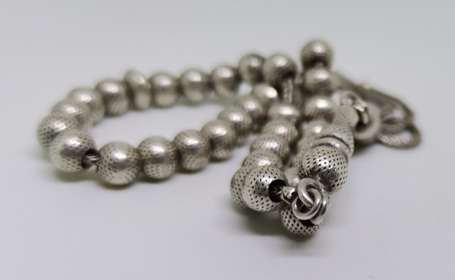 TAMAMI İŞLEMELİ GÜMÜŞ TESPİH