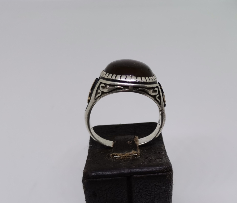 TUĞRA MOTİFLİ GÜMÜŞ ERKEK YÜZÜĞÜ