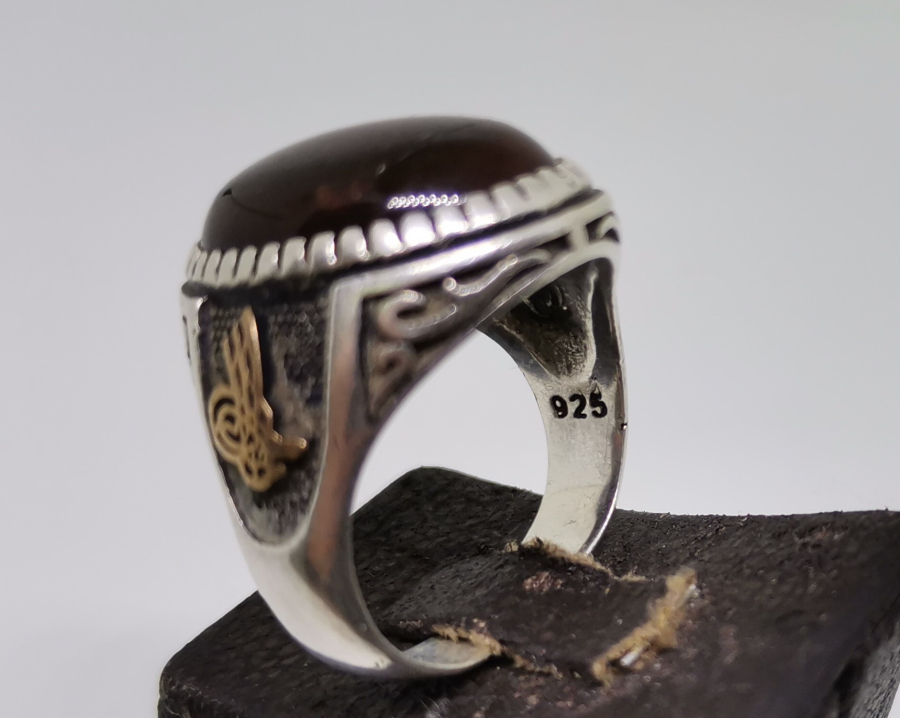 TUĞRA MOTİFLİ GÜMÜŞ ERKEK YÜZÜĞÜ