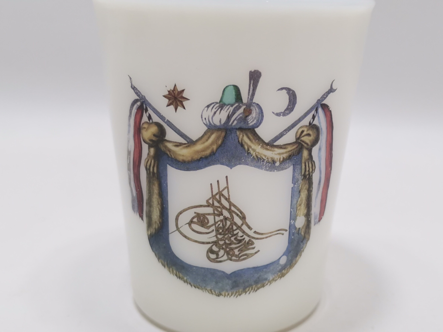 ÜZERİNDE OSMANLI DEVLET ARMASI VE TUĞRA ABDÜLHAMİD HAN DÖNEMİ OPAL BARDAK