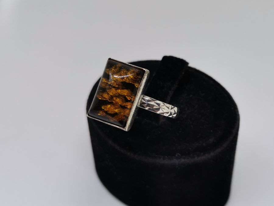 DAMLA KEHRİBAR TAŞLI ÖZEL YAPIM GÜMÜŞ YÜZÜK