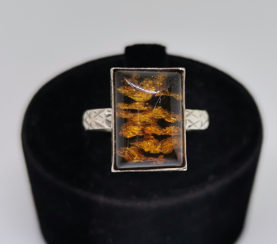 DAMLA KEHRİBAR TAŞLI ÖZEL YAPIM GÜMÜŞ YÜZÜK