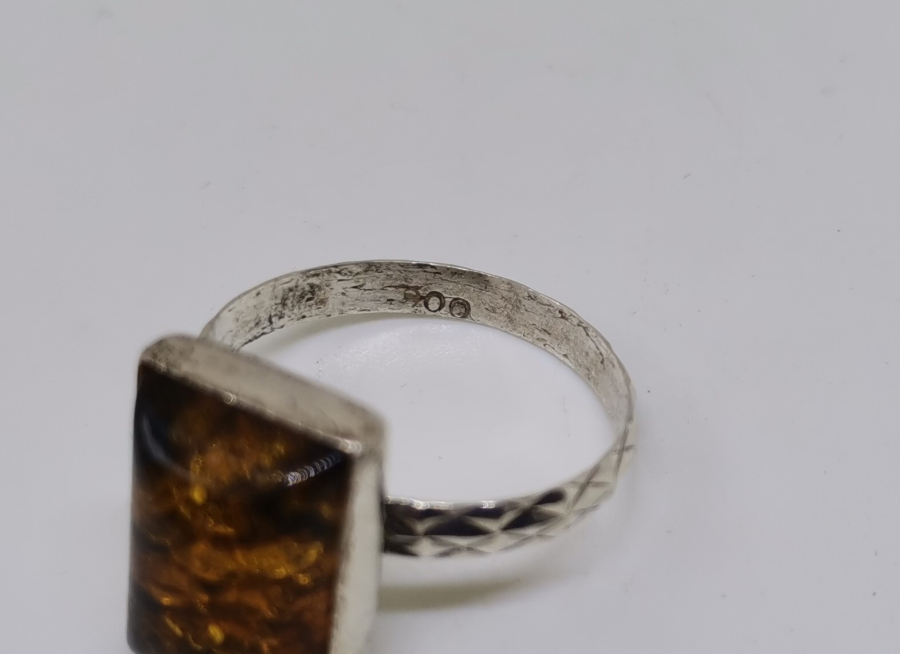 DAMLA KEHRİBAR TAŞLI ÖZEL YAPIM GÜMÜŞ YÜZÜK