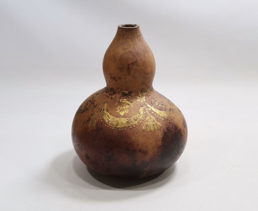 OSMANLI DÖNEMİ ALTIN VARAKLI VE AY YILDIZLI KABAK BARUTLUK