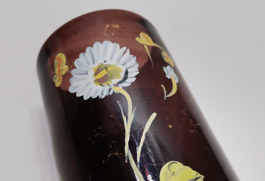 OSMANLI DÖNEMİ EL BOYAMA VE KOPARMA İŞÇİLİKLİ ŞERBET BARDAĞI