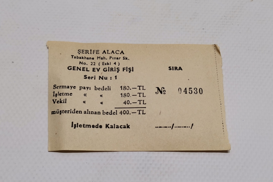 ÇOK NADİR ANTİKA GENEL EV GİRİŞ FİŞİ