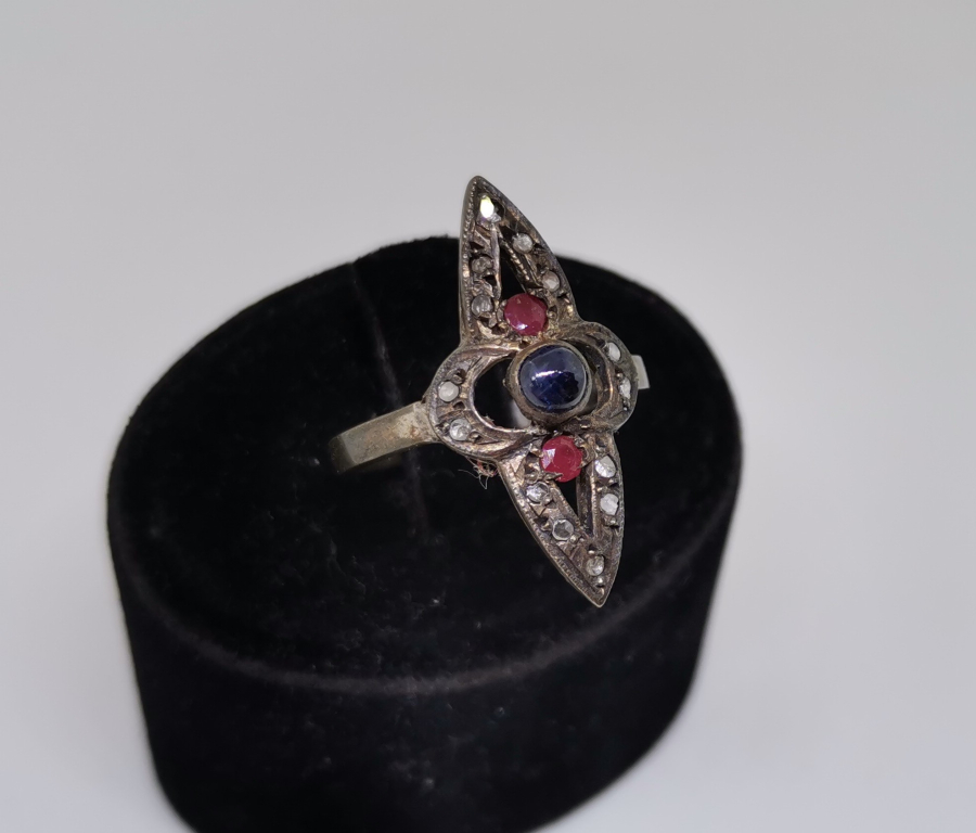 YAKUT VE ELMAS TAŞLI ÖZEL YAPIM MEKİK YÜZÜK