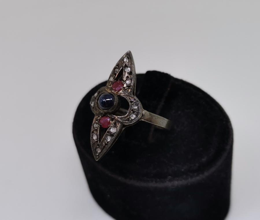 YAKUT VE ELMAS TAŞLI ÖZEL YAPIM MEKİK YÜZÜK