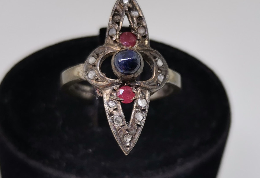 YAKUT VE ELMAS TAŞLI ÖZEL YAPIM MEKİK YÜZÜK